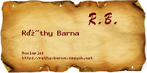 Réthy Barna névjegykártya